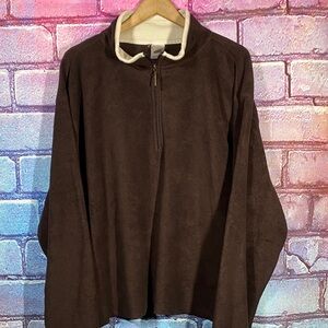 Foot Locker Fleece Quarter Zip Pullover Brown Mens 2XL Cozy